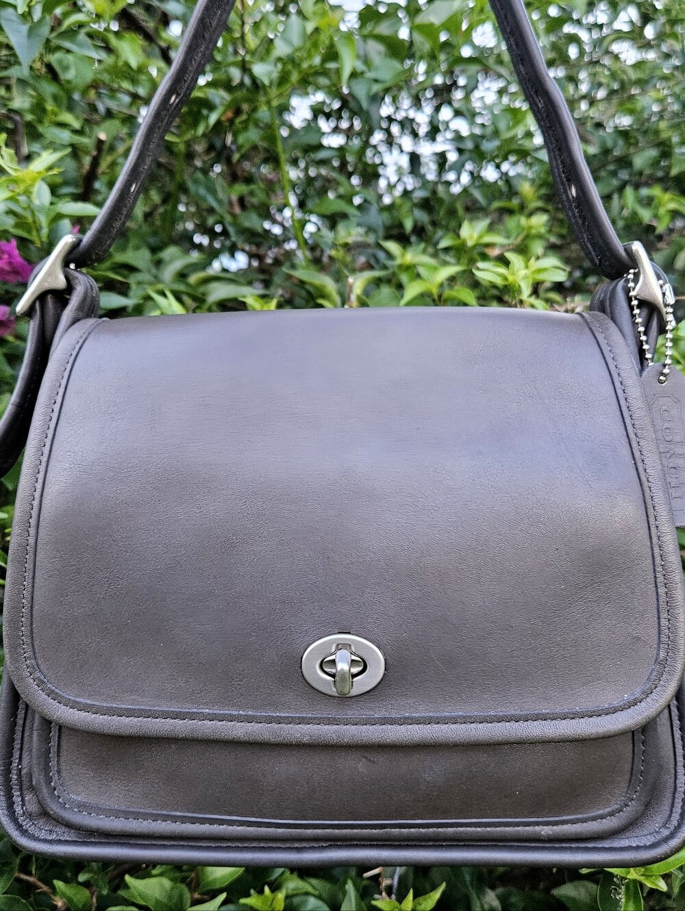 Vintage Coach Rambler's Legacy 9061 Dark Grey DGR Nickel Leather 1999